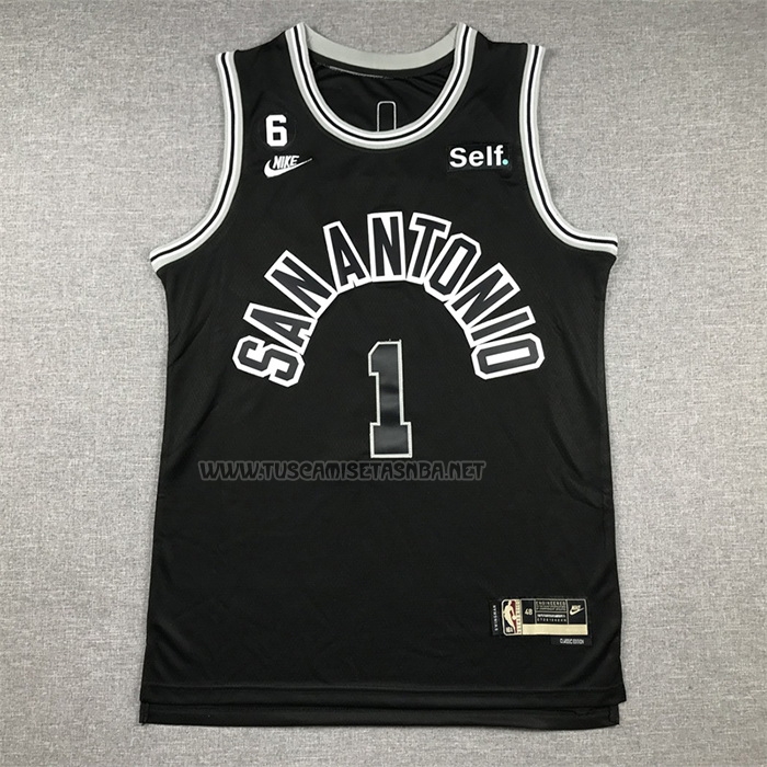 Camiseta Victor Wembanyama NO 1 San Antonio Spurs Classic 2022-23 Negro